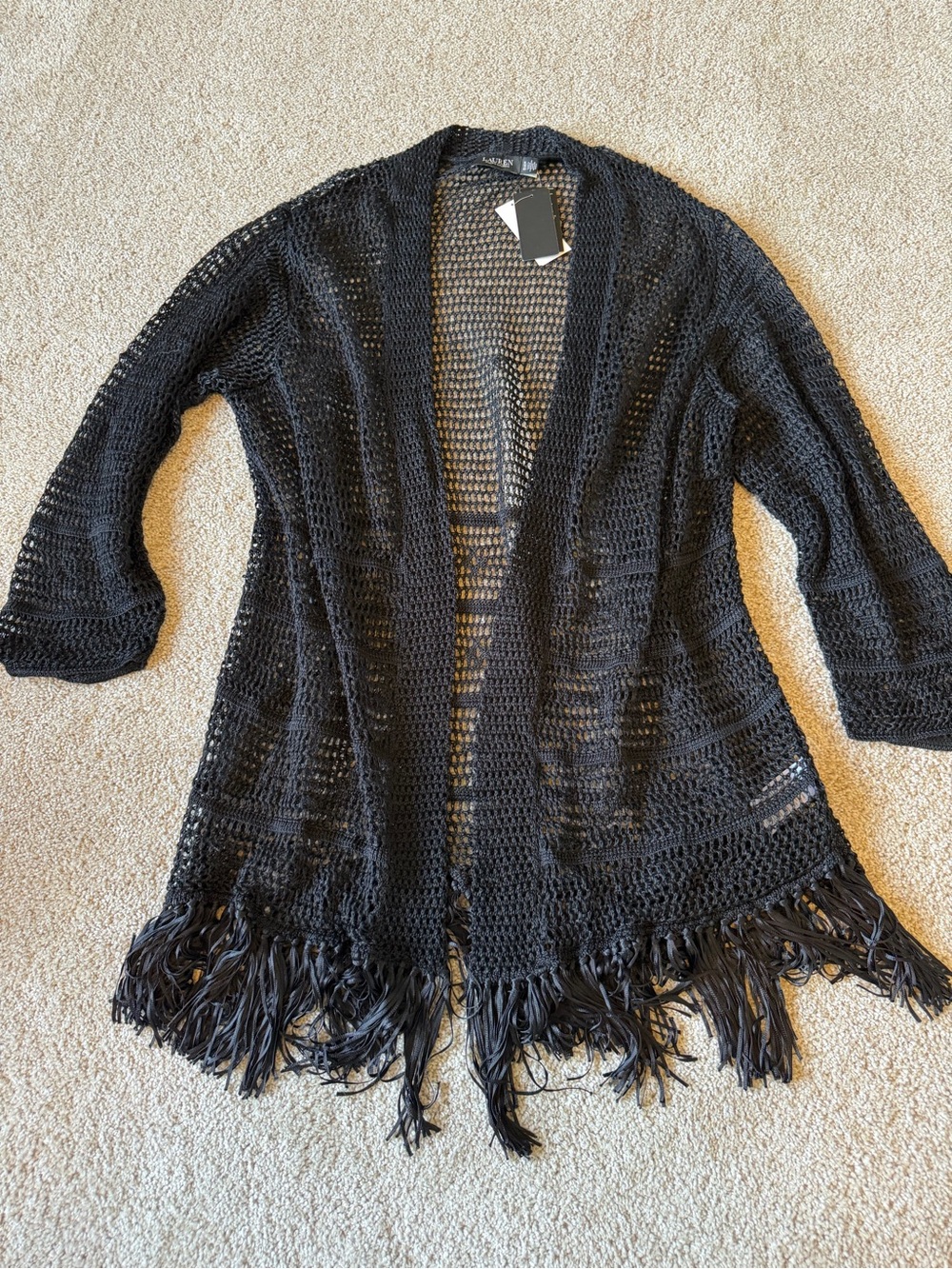 Lauren Ralph Lauren linen blend BARUL-LONG SLEEVE-CARDIGAN XL NWT